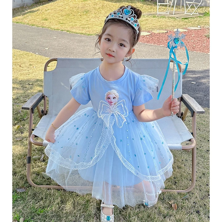 Váy bé gái Váy đông lạnh trẻ em Váy công chúa Elsa cotton dự tiệc trẻ em Thời trang bé gái