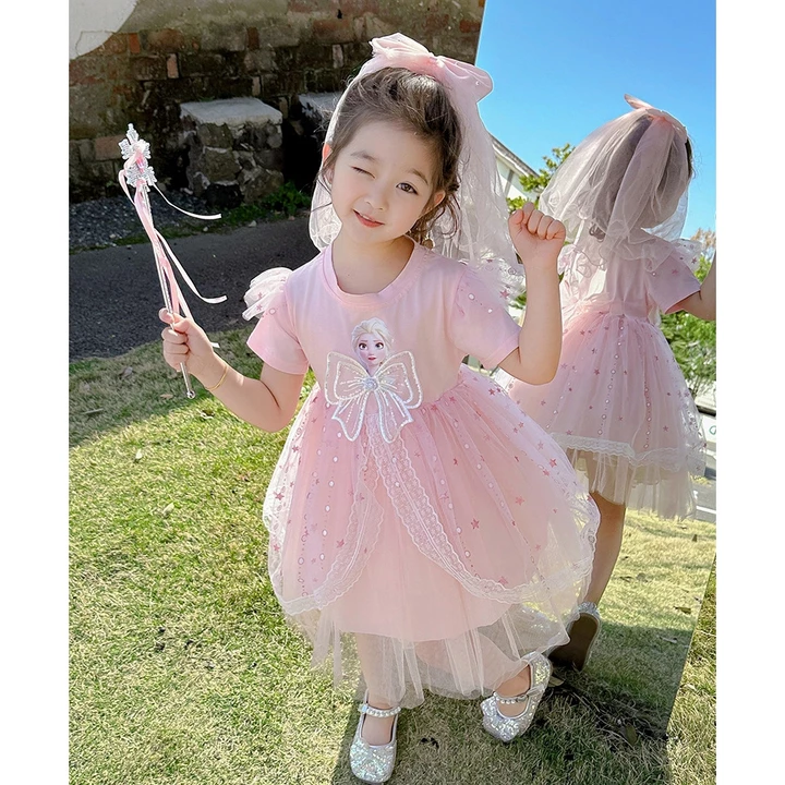 Váy bé gái Váy đông lạnh trẻ em Váy công chúa Elsa cotton dự tiệc trẻ em Thời trang bé gái
