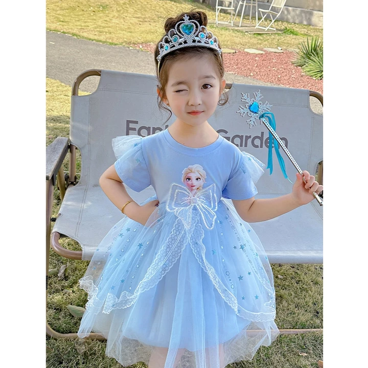 Váy bé gái Váy đông lạnh trẻ em Váy công chúa Elsa cotton dự tiệc trẻ em Thời trang bé gái
