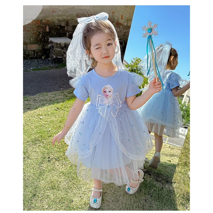 Váy bé gái Váy đông lạnh trẻ em Váy công chúa Elsa cotton dự tiệc trẻ em Thời trang bé gái
