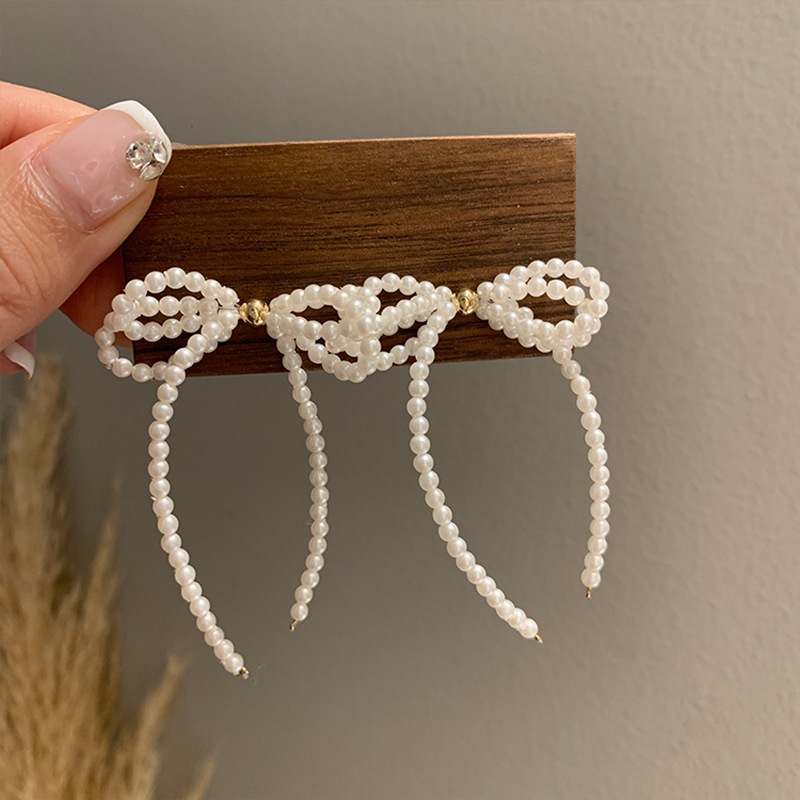 Bạc Kim Nơ Ngọc Trai Tua Rua Bông Tai Hàn Quốc Nhỏ Tươi Thiết Kế Cảm Giác Đinh Nhỏ Thời Trang accessorize Bông Tai Nữ