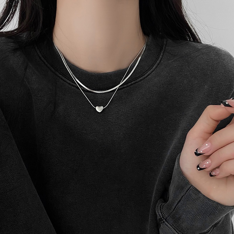 Tình yêu rắn xương chuỗi hai lớp vòng cổ cá tính đơn giản gió lạnh dây chuyền niche mọi thứ khí chất phụ kiện bán buôn nữ