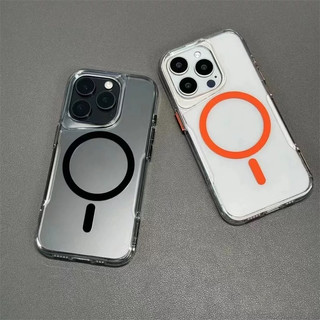 Ốp lưng cứng acrylic trong suốt dày 16 pro max mới Màu cam tương thích cho iPhone 11 12 pro max 13 14 15 pro max Ốp từ tính trong suốt