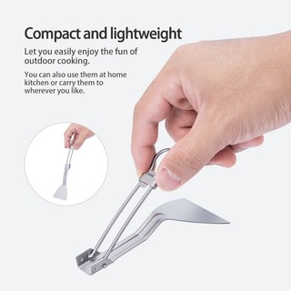 Chuyến đi không giới hạn- Thìa gấp titan Xẻng chiên Cắm trại nhỏ Nhà bếp Beefsteak Flat Nấu ăn Thìa Mini Pancake Phục vụ