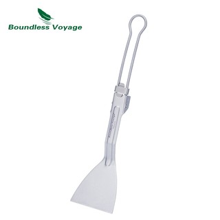 Chuyến đi không giới hạn- Thìa gấp titan Xẻng chiên Cắm trại nhỏ Nhà bếp Beefsteak Flat Nấu ăn Thìa Mini Pancake Phục vụ
