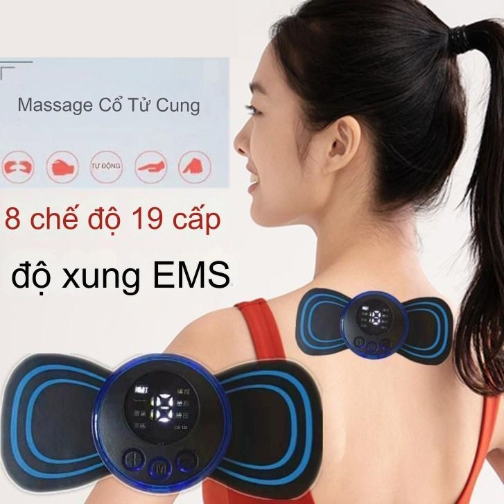 Máy Massage Cổ EMS 8 Chế Độ Màn Hình LCD Miếng Dán Lưng Vai - Hình ảnh thực tế