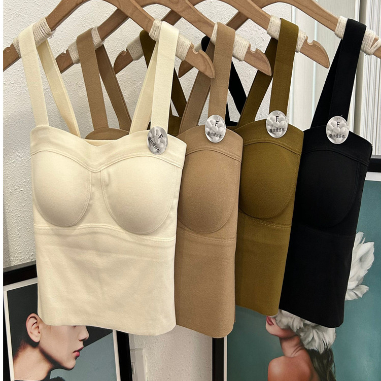 Fengzhixin 2201 Thu Đông Cashmere Lụa Cố Định Một Mảnh Cốc Sling Lưng Đẹp Nữ Thu Đông Slim-