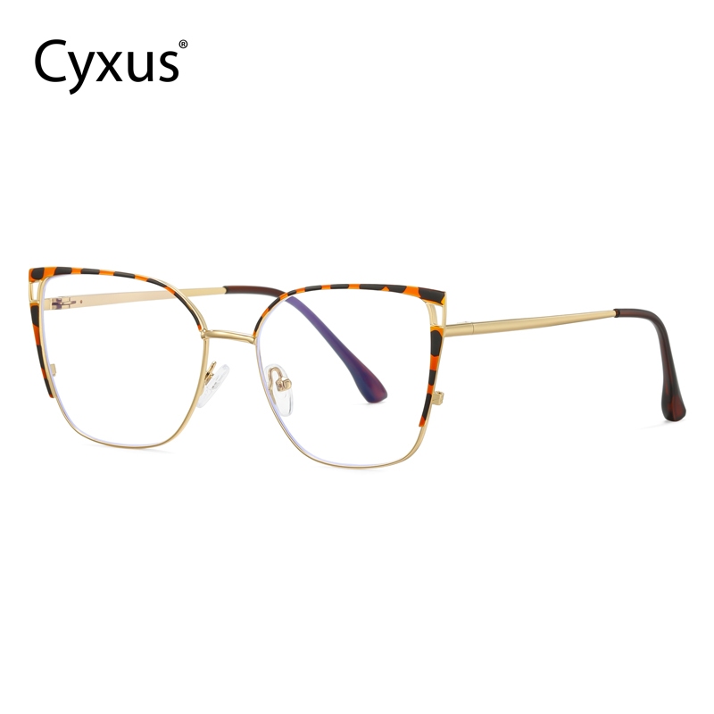 Cyxus Kính Chống Ánh Sáng Xanh Gọng Kim Loại Mắt Mèo Nữ Giảm Mỏi Mắt Bảo Vệ Mắt Màn Hình Máy Tính 8170