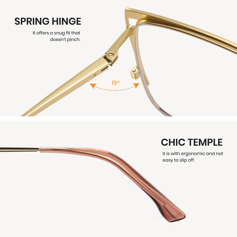 Cyxus Kính Chống Ánh Sáng Xanh Gọng Kim Loại Mắt Mèo Nữ Giảm Mỏi Mắt Bảo Vệ Mắt Màn Hình Máy Tính 8170