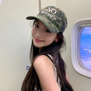 Mũ bóng chày nữ Hàn Quốc Đi bộ đường dài ngoài trời Mũ chống nắng Phong cách ngụy trang Mũ xanh quân đội Cả nam