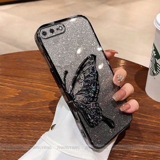 Ốp Lưng Cho iPhone 7 plus 8 plus 6 plus 6s plus 7 8 6 6s Mạ Điện Lấp Lánh Vỏ Điện Thoại Silicon Thẩm Mỹ Miếng Dán Bướm TPU Mềm