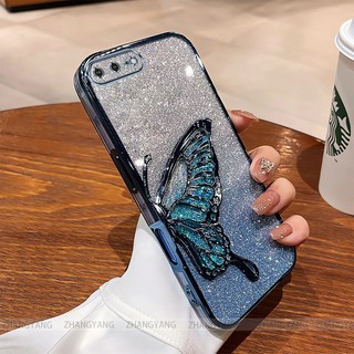 Ốp Lưng Cho iPhone 7 plus 8 plus 6 plus 6s plus 7 8 6 6s Mạ Điện Lấp Lánh Vỏ Điện Thoại Silicon Thẩm Mỹ Miếng Dán Bướm TPU Mềm