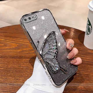 Ốp Lưng Cho iPhone 7 plus 8 plus 6 plus 6s plus 7 8 6 6s Mạ Điện Lấp Lánh Vỏ Điện Thoại Silicon Thẩm Mỹ Miếng Dán Bướm TPU Mềm