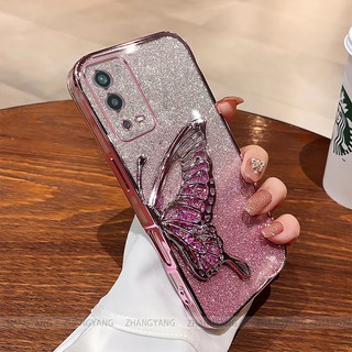 Ốp Lưng Cho OPPO A55 4G Mạ Điện Lấp Lánh Vỏ Điện Thoại Silicon Thẩm Mỹ Miếng Dán Bướm TPU Mềm