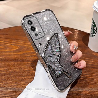 Ốp Lưng Cho OPPO A55 4G Mạ Điện Lấp Lánh Vỏ Điện Thoại Silicon Thẩm Mỹ Miếng Dán Bướm TPU Mềm