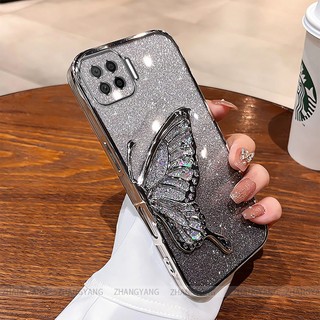Ốp Lưng Cho OPPO A73 4G A93 4G F17 F17 PRO reno 4F Mạ Điện Lấp Lánh Vỏ Điện Thoại Silicon Thẩm Mỹ Miếng Dán Bướm TPU Mềm