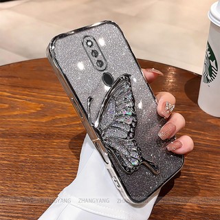 Ốp Lưng Cho OPPO F11 Pro F11 Mạ Điện Lấp Lánh Vỏ Điện Thoại Silicon Thẩm Mỹ Miếng Dán Bướm TPU Mềm