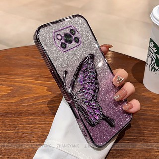 Ốp Lưng Cho Poco X3 Poco X3 NFC Poco X3 PRO Mạ Điện Lấp Lánh Vỏ Điện Thoại Silicon Thẩm Mỹ Miếng Dán Bướm TPU Mềm
