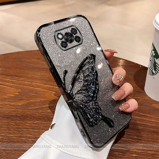 Ốp Lưng Cho Poco X3 Poco X3 NFC Poco X3 PRO Mạ Điện Lấp Lánh Vỏ Điện Thoại Silicon Thẩm Mỹ Miếng Dán Bướm TPU Mềm