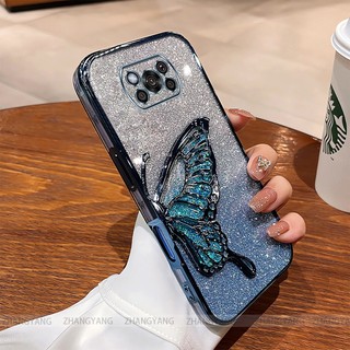 Ốp Lưng Cho Poco X3 Poco X3 NFC Poco X3 PRO Mạ Điện Lấp Lánh Vỏ Điện Thoại Silicon Thẩm Mỹ Miếng Dán Bướm TPU Mềm