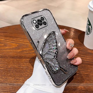 Ốp Lưng Cho Poco X3 Poco X3 NFC Poco X3 PRO Mạ Điện Lấp Lánh Vỏ Điện Thoại Silicon Thẩm Mỹ Miếng Dán Bướm TPU Mềm