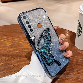 Ốp Lưng Cho Realme 5 5i 5s 6i c3 5 Pro Mạ Điện Lấp Lánh Vỏ Điện Thoại Silicon Thẩm Mỹ Miếng Dán Bướm TPU Mềm