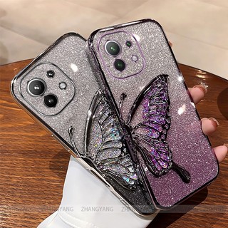 Ốp Lưng Cho XIAOMI 11 XIAOMI 11 LITE XIAOMI 11T Mạ Điện Lấp Lánh Vỏ Điện Thoại Silicon Thẩm Mỹ Miếng Dán Bướm Miếng Dán TPU Mềm