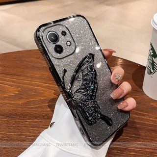 Ốp Lưng Cho XIAOMI 11 XIAOMI 11 LITE XIAOMI 11T Mạ Điện Lấp Lánh Vỏ Điện Thoại Silicon Thẩm Mỹ Miếng Dán Bướm Miếng Dán TPU Mềm