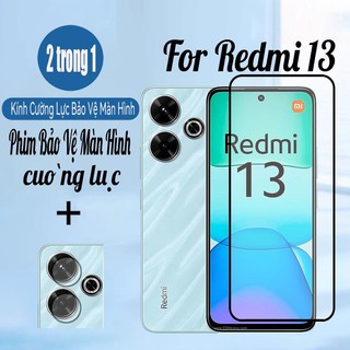 Redmi 13 4G 2 trong 1 Kính Cường Lực Bảo Vệ Màn Hình Cho Xiaomi Redmi 13C 12 A3 Note 13 Pro Plus 4G 5G 9D Kính Bảo Vệ Phim Với Ống Kính Máy Ảnh