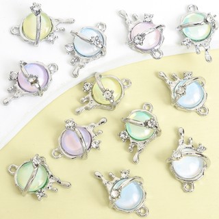 10 chiếc mặt dây chuyền hợp kim thiết kế hành tinh & ngôi sao đầy màu sắc, đính kim cương giả pha lê, dùng cho bông tai, vòng cổ DIY và hơn thế nữa