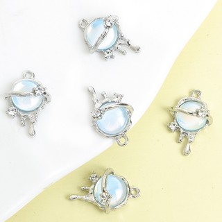 10 chiếc mặt dây chuyền hợp kim thiết kế hành tinh & ngôi sao đầy màu sắc, đính kim cương giả pha lê, dùng cho bông tai, vòng cổ DIY và hơn thế nữa
