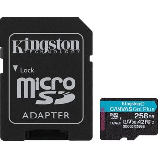 Thẻ nhớ Kingston 256GB Canvas Go Plus microSDXC | Lên tới 170MB / giây | Uhs-i, C10, U3, V30, A2 / A1 | Với bộ chuyển đổi | Sdcg3 / 256gb