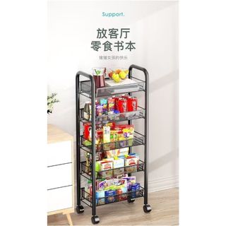 Kệ Kệ Thép Carbon Năm Lớp, Xịt Bột, Bánh Xe, Kệ Lưới Dây Thép,Xe đẩy nhỏ