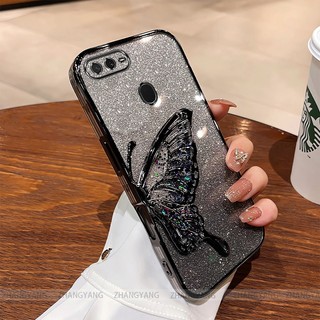 Ốp Lưng Cho OPPO A5s A12 A7 F9 Mạ Điện Lấp Lánh Vỏ Điện Thoại Silicon Thẩm Mỹ Miếng Dán Bướm TPU Mềm