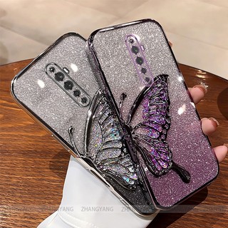 Ốp Lưng Cho OPPO Reno2 f reno 2z reno 2 Mạ Điện Lấp Lánh Vỏ Điện Thoại Silicon Thẩm Mỹ Miếng Dán Bướm TPU Mềm