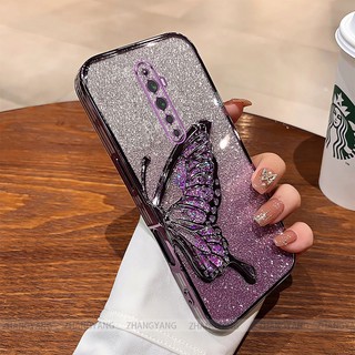 Ốp Lưng Cho OPPO Reno2 f reno 2z reno 2 Mạ Điện Lấp Lánh Vỏ Điện Thoại Silicon Thẩm Mỹ Miếng Dán Bướm TPU Mềm