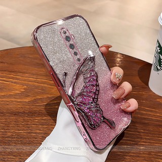 Ốp Lưng Cho OPPO Reno2 f reno 2z reno 2 Mạ Điện Lấp Lánh Vỏ Điện Thoại Silicon Thẩm Mỹ Miếng Dán Bướm TPU Mềm