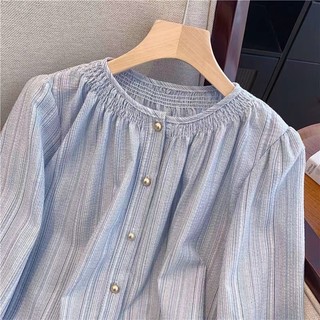 Áo dài tay cổ tròn dáng rộng cổ điển thời trang Hàn Quốc