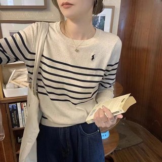 Áo sơ mi dài tay sọc dệt kim dáng rộng phong cách Hàn Quốc dành cho nữ