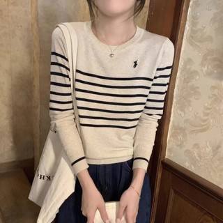 Áo sơ mi dài tay sọc dệt kim dáng rộng phong cách Hàn Quốc dành cho nữ