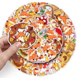 Bộ 50 Nhỏ Cáo Rơi Miếng Dán DIY Ván Trượt Tủ Lạnh Laptop Chống Thấm Nước Hoạt Hình Động Vật Miếng Dán Đồ Chơi