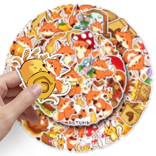 Bộ 50 Nhỏ Cáo Rơi Miếng Dán DIY Ván Trượt Tủ Lạnh Laptop Chống Thấm Nước Hoạt Hình Động Vật Miếng Dán Đồ Chơi