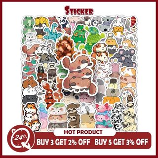 Bộ 50 Kawaii Jenga Động Vật Dán DIY Ván Trượt Tủ Lạnh Laptop Chống Thấm Nước Hoạt Hình Kid Đồ Chơi Miếng Dán