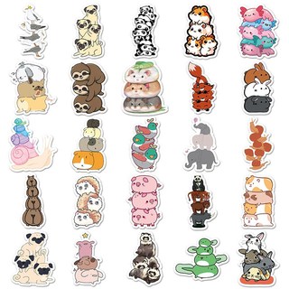 Bộ 50 Kawaii Jenga Động Vật Dán DIY Ván Trượt Tủ Lạnh Laptop Chống Thấm Nước Hoạt Hình Kid Đồ Chơi Miếng Dán