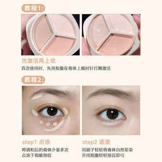 Kem Che Khuyết Điểm Ba Màu 12g NOVO Natural Smooth Moisten Lasting Cover Dark Circle Acne Mark Kem Che Khuyết Điểm Chống Thấm Nước 6272