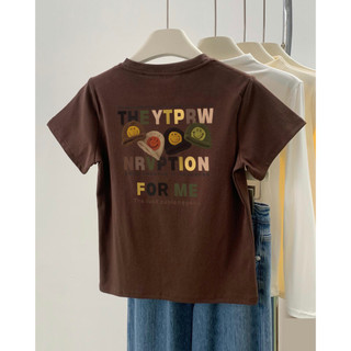 Áo thun nữ cotton plus size tay ngắn cổ tròn dáng rộng in hoạt hình, size 5XL, thời trang