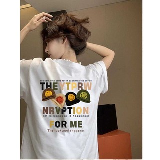 Áo thun nữ cotton plus size tay ngắn cổ tròn dáng rộng in hoạt hình, size 5XL, thời trang