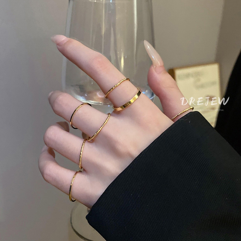 Ảnh DREJEW 7 chiếc nhẫn thiết kế đơn giản và thời trang dành cho cặp đôi nhẫn vàng bạc bán buôn 2