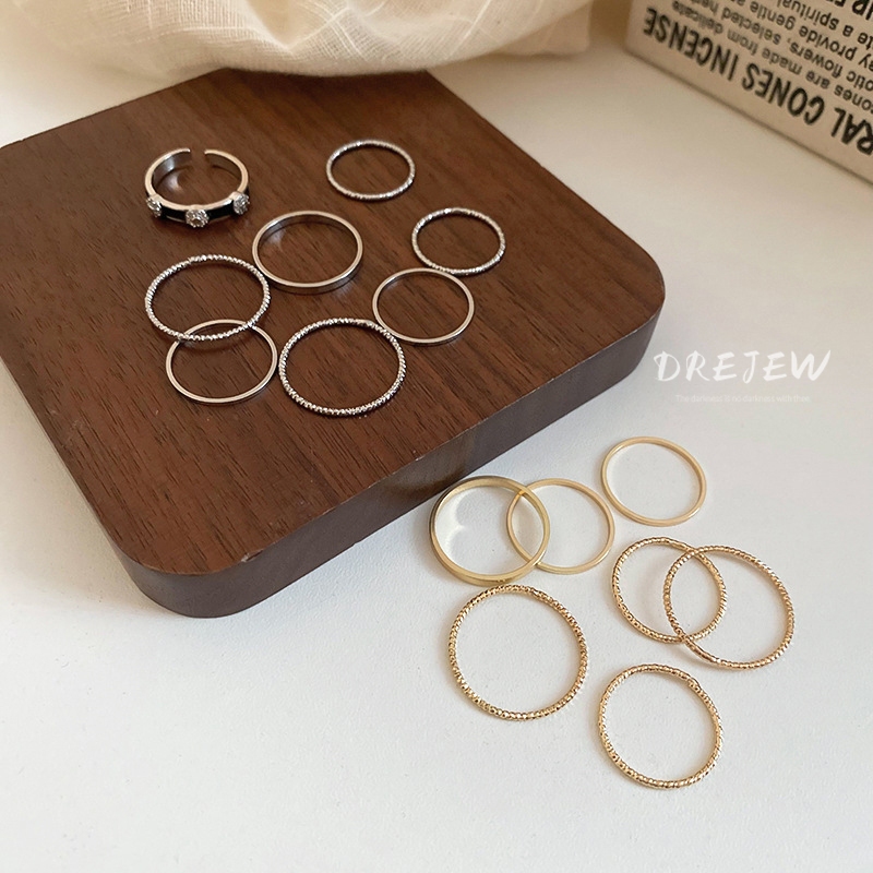 Ảnh DREJEW 7 chiếc nhẫn thiết kế đơn giản và thời trang dành cho cặp đôi nhẫn vàng bạc bán buôn 1