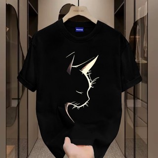 ✨Hàng có sẵn✨WASSUP Light Cat Shadow Print-Áo thun nam mới! 100% cotton, thời trang, Unisex